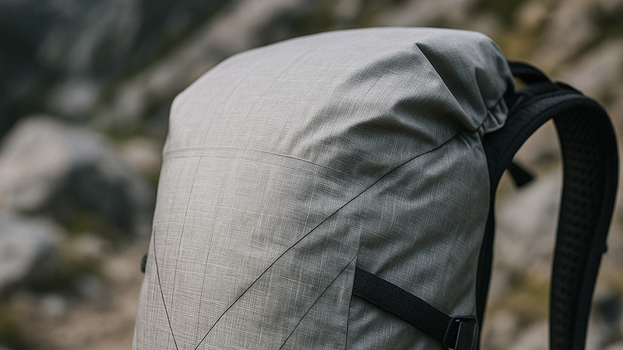 Ultralight backpacking packs highlighting waterproof shell materials and bonded construction details