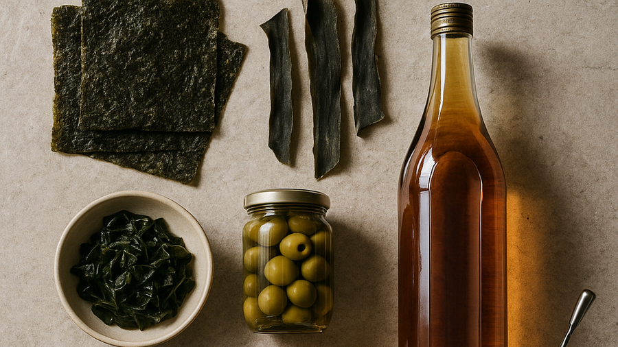 Pantry-driven seaweed cocktails with konbu, miso, and briny ingredients behind the savory trend