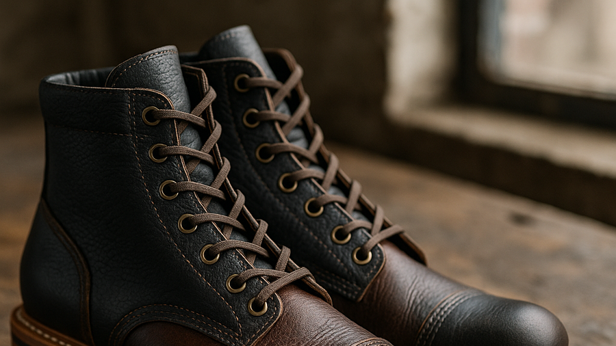 Rugged resoleable boots highlighting welted construction and long-term repairability in post-sneaker style